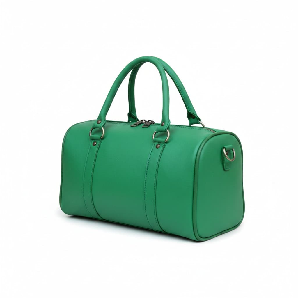 Emerald Envy Leather Barrel Bag