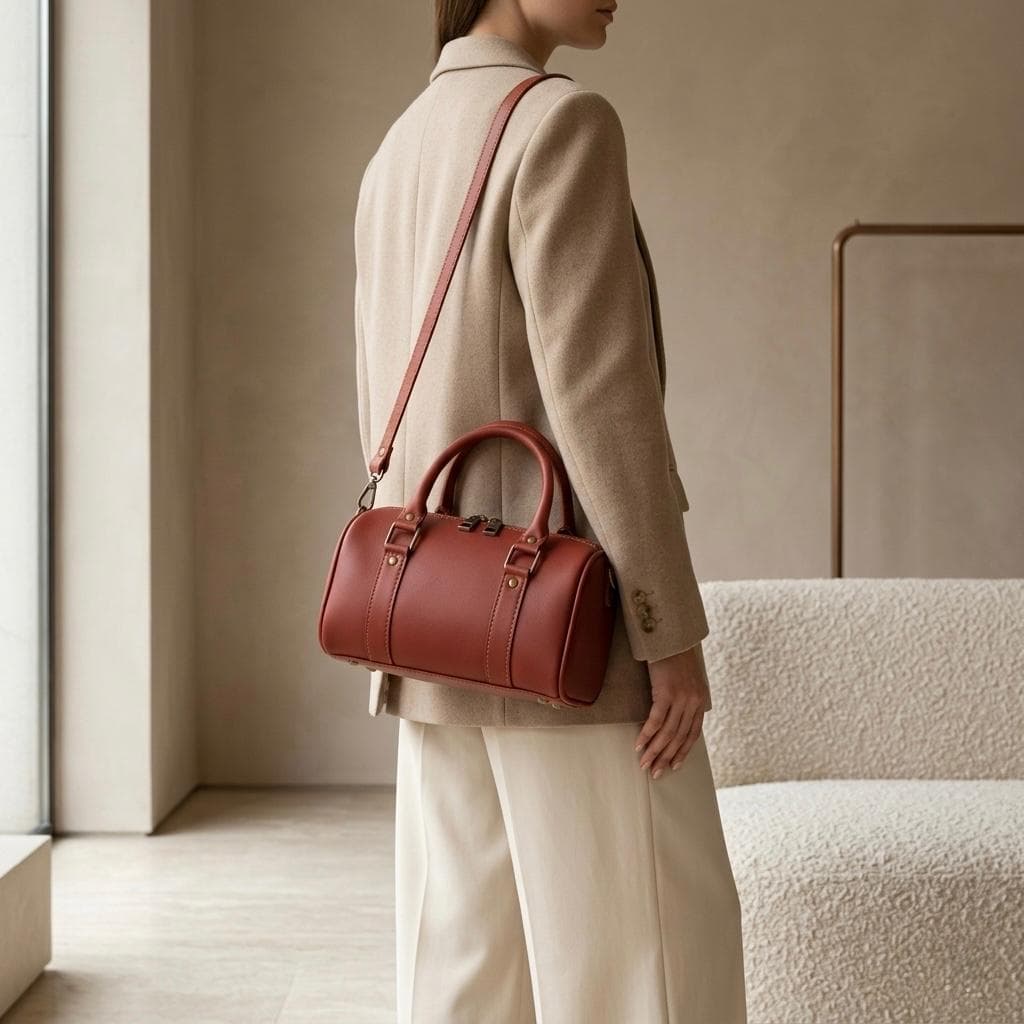 Crimson Sunset Patterned Barrel Bag