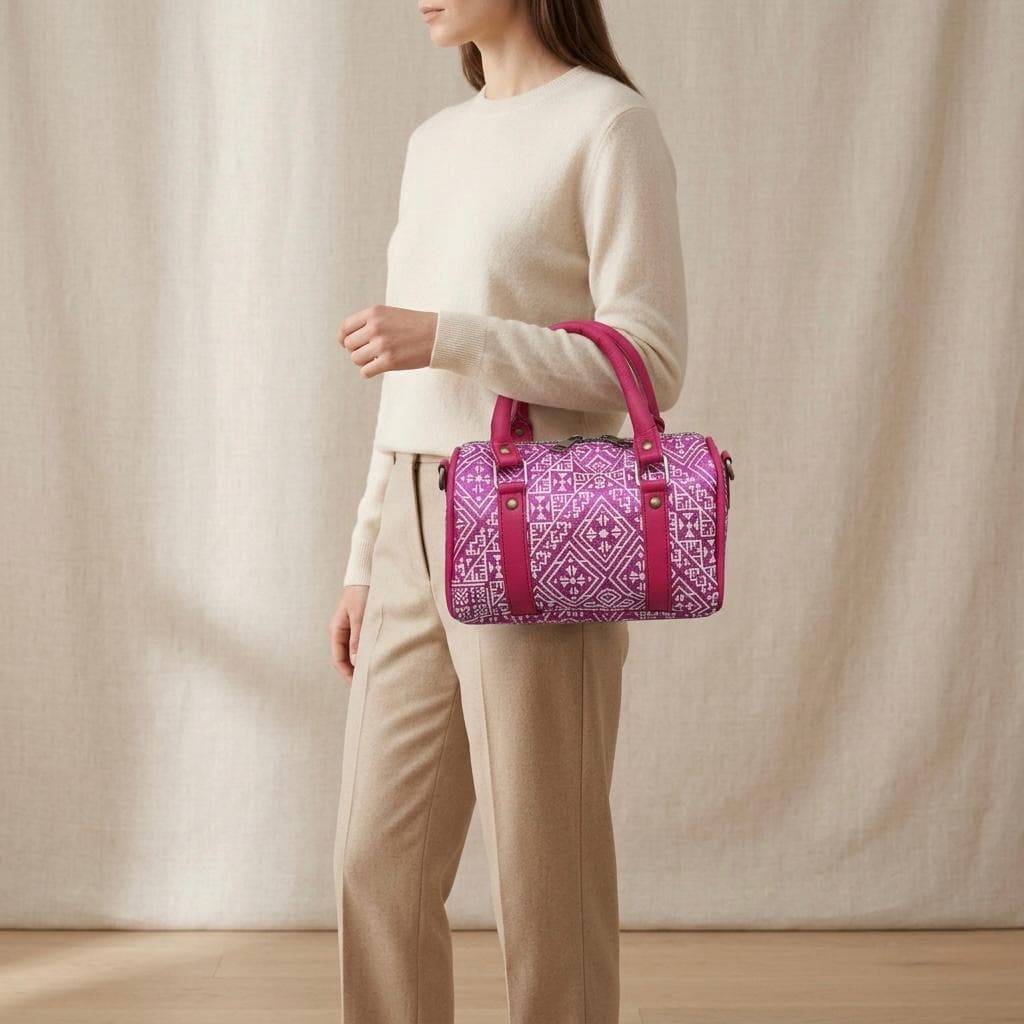 Olive Grove Patterned Barrel Bag