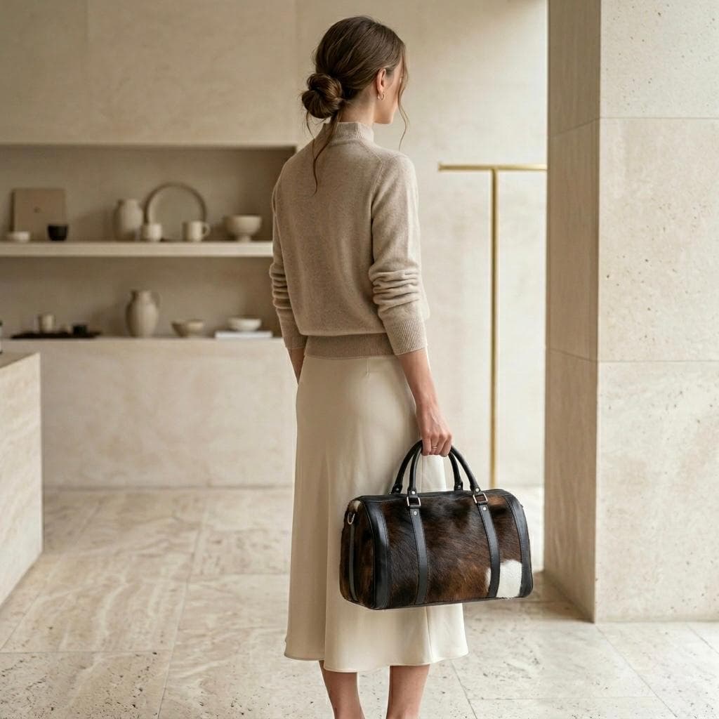 Forest Green Leather Barrel Bag