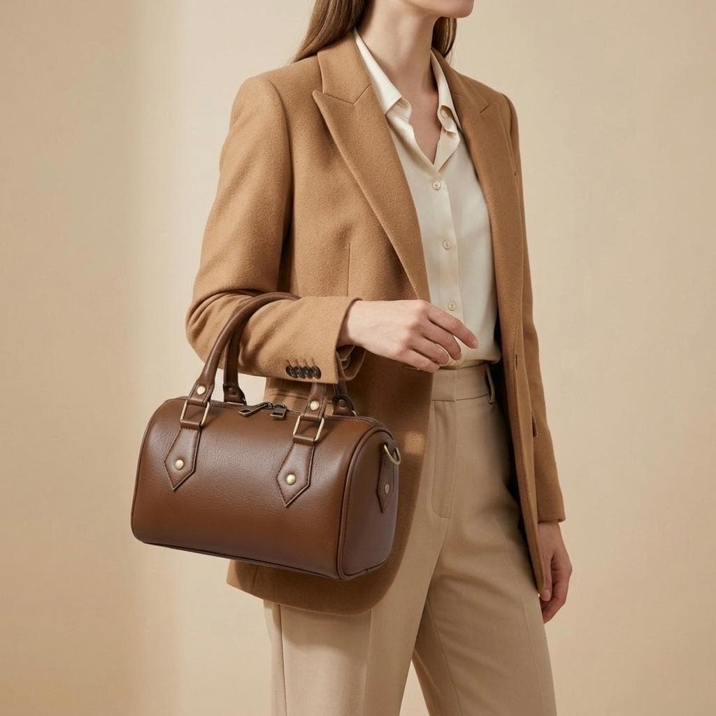 Classic Tan Leather Barrel Bag