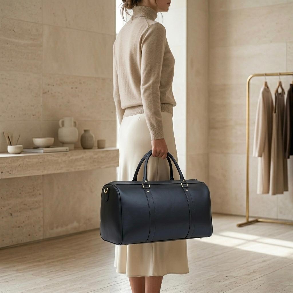Ruby Red Leather Barrel Bag