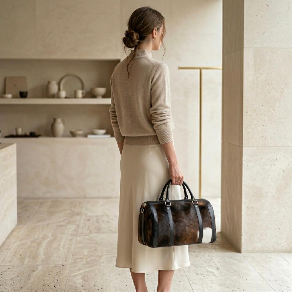 Forest Green Leather Barrel Bag